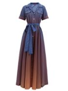 Matchesfashion.com Staud - Millie Belted Ombr Twill Shirt Dress - Womens - Navy