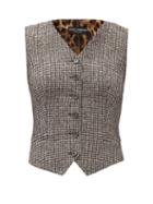 Matchesfashion.com Dolce & Gabbana - Houndstooth And Leopard-print Waistcoat - Womens - Grey Multi