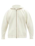 Homme Pliss Issey Miyake - Technical-pleated Zipped Hooded Sweatshirt - Mens - Ivory