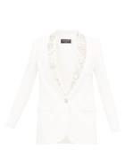 Matchesfashion.com Balmain - Embellished Lapels Crepe Blazer - Womens - White Silver