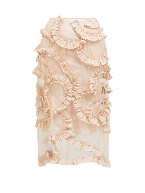 Matchesfashion.com 4 Moncler Simone Rocha - Ruffled Tulle Skirt - Womens - Light Pink