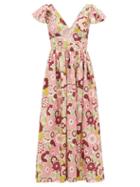 Matchesfashion.com Dodo Bar Or - Jenny Ruffled Floral-print Twill Dress - Womens - Pink Print