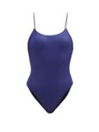 Matchesfashion.com Jade Swim - Trophy Ribbed Scoop-back Swimsuit - Womens - Dark Blue