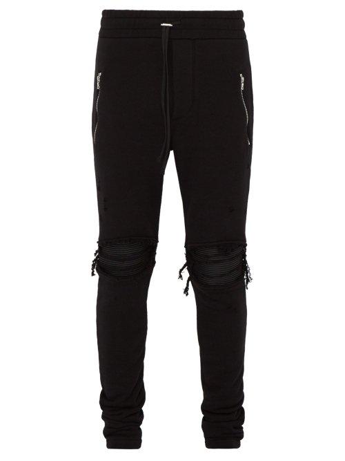 Matchesfashion.com Amiri - Mx1 Distressed Cotton Track Pants - Mens - Black