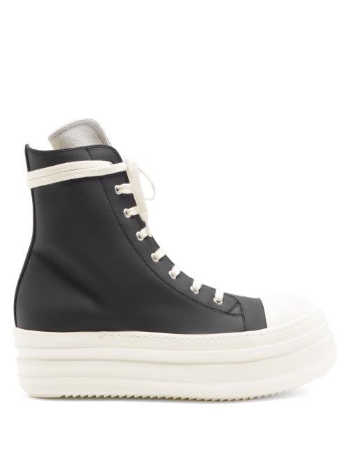 Matchesfashion.com Rick Owens Drkshdw - Ramones Exaggerated-sole High-top Rubber Trainers - Mens - Black White