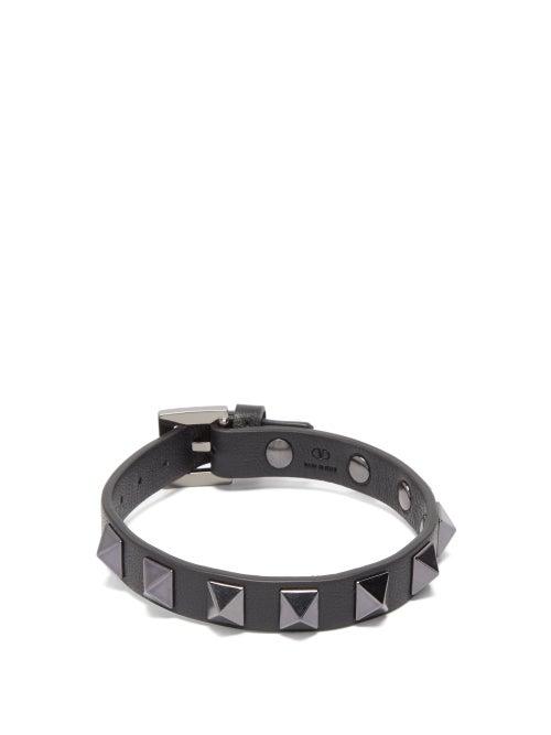 Matchesfashion.com Valentino Garavani - Rockstud Leather Bracelet - Mens - Black