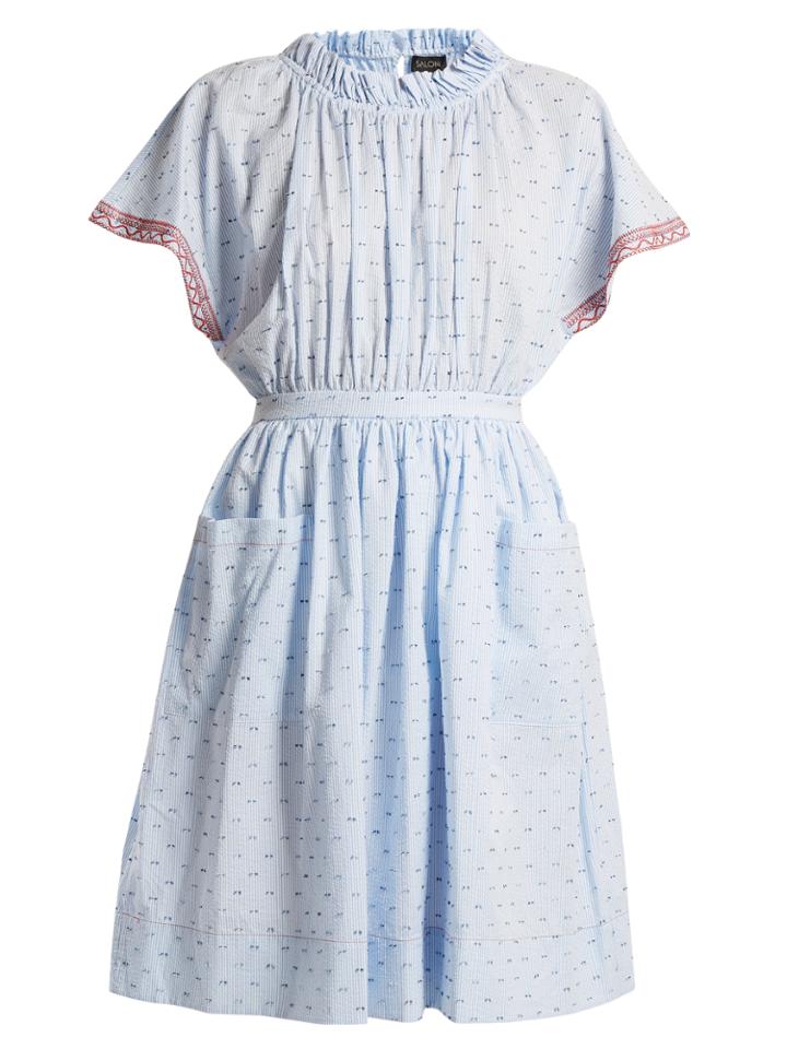 Saloni Dakota Seersucker Cotton-blend Dress
