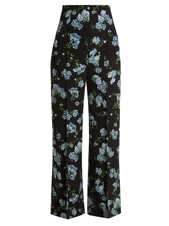 Emilia Wickstead Hullinie Floral-print Georgette Trousers