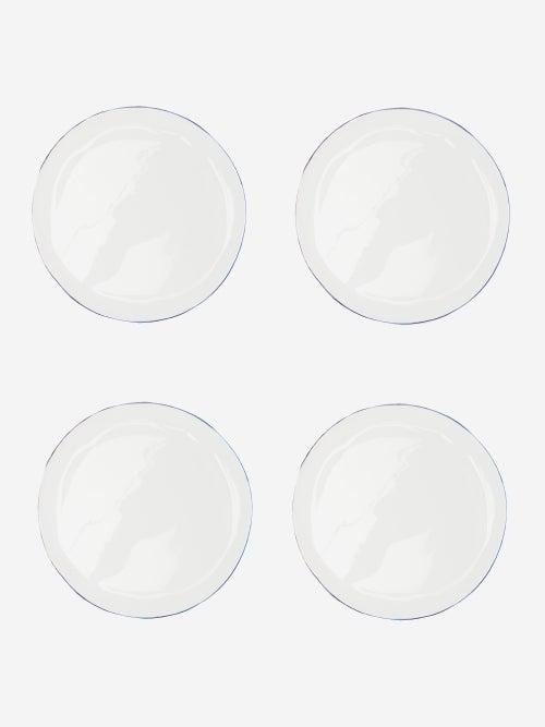 Feldspar - Set Of Four Painted-rim Fine China Side Plates - Blue White