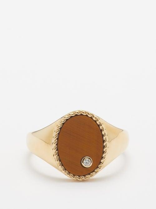 Yvonne Leon - Tiger's Eye, Diamond & 9kt Gold Ring - Mens - Gold