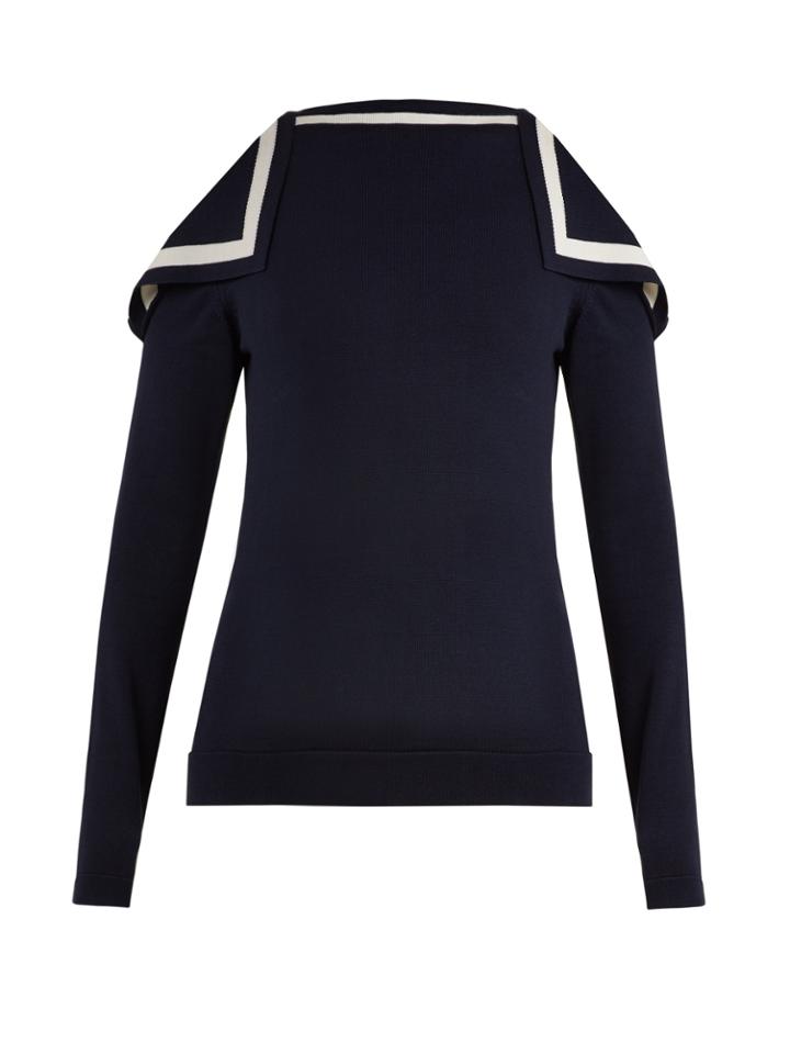 Oscar De La Renta Cut-out Shoulder Silk-blend Knit Sweater
