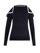Oscar De La Renta Cut-out Shoulder Silk-blend Knit Sweater