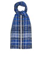 Matchesfashion.com Acne Studios - Logo Print Checked Cotton Twill Scarf - Womens - Blue