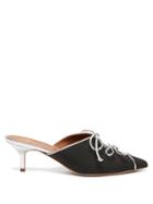 Matchesfashion.com Malone Souliers - Victoria Lace Up Herringbone Mules - Womens - Dark Green