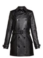 Matchesfashion.com Saint Laurent - Double Breasted Leather Trench Coat - Womens - Black