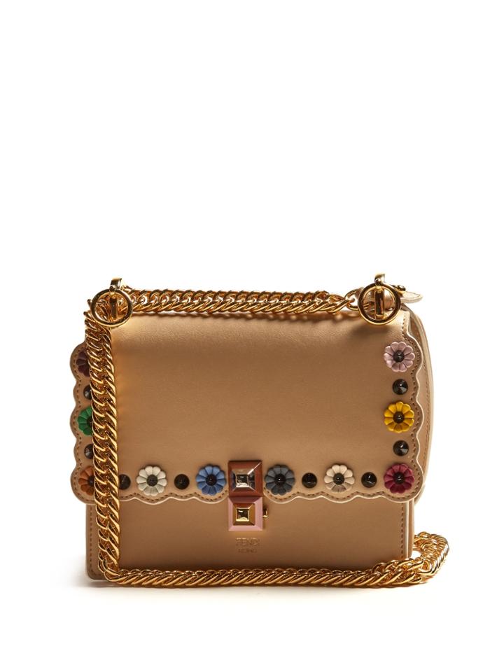 Fendi Kan I Small Flower-appliqu Leather Cross-body Bag