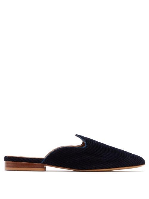 Matchesfashion.com Giuliva Heritage Collection - Venetian Corduroy Mules - Womens - Navy