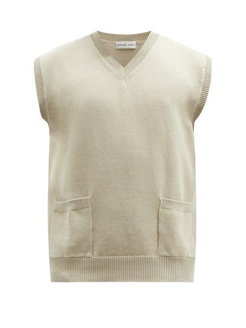 Matchesfashion.com Another Aspect - V-neck Cotton-blend Vest - Mens - Green