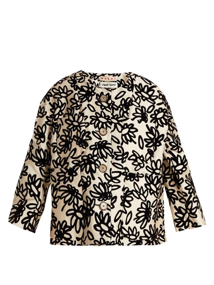 Marni Mikado Floral-print Faille Jacket
