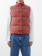 Erl - Checked Quilted Down Cotton Gilet - Mens - Red