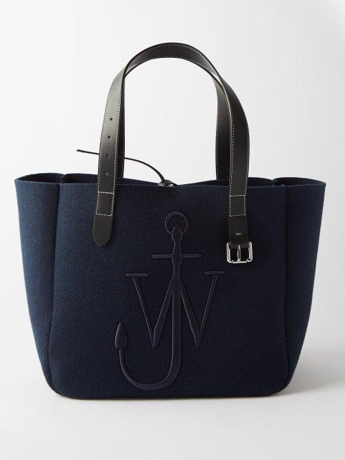 Jw Anderson - Belt Logo-embroidered Felt Tote Bag - Mens - Navy