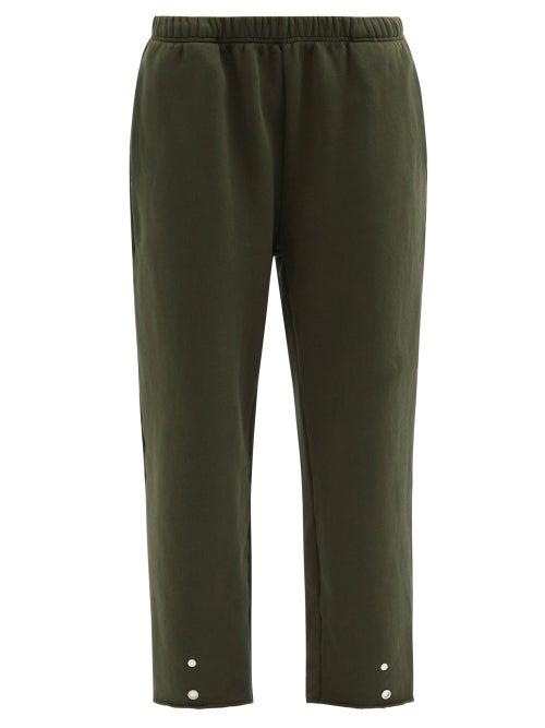 Ladies Rtw Les Tien - Snap-front Brushed-back Cotton Track Pants - Womens - Dark Green