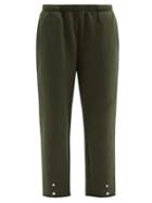 Ladies Rtw Les Tien - Snap-front Brushed-back Cotton Track Pants - Womens - Dark Green