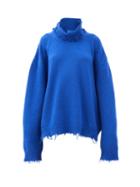 Matchesfashion.com Vetements - Distressed Roll-neck Wool Sweater - Womens - Blue