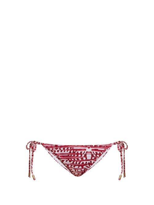 Matchesfashion.com Biondi - Ceylon Print Tie Side Bikini Bottoms - Womens - Burgundy