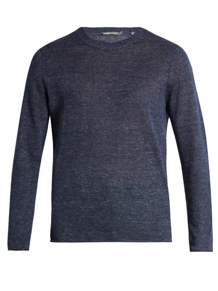 Vince Rolled-edge Knitted Linen Sweater