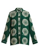 Matchesfashion.com Valentino - Medallion Print Silk Pyjama Shirt - Womens - Green Print