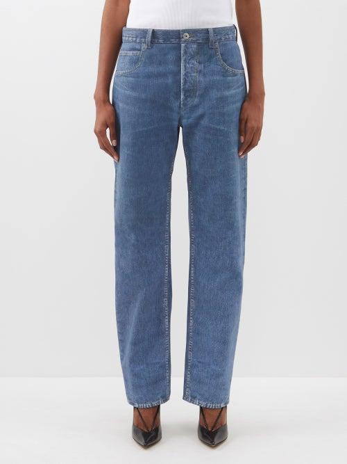 Bottega Veneta - Denim-printed Leather Trousers - Womens - Denim