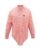 Matchesfashion.com Burberry - Elongated-hem Cotton-gingham Shirt - Mens - Red