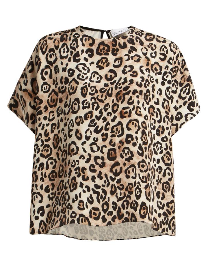 Raey Square Leopard-print Silk Top