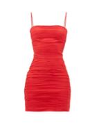 Matchesfashion.com Rasario - Ruched Silk-chiffon Dress - Womens - Red
