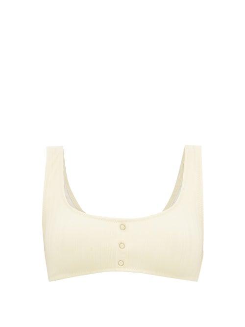 Matchesfashion.com Solid & Striped - Elle Striped Scoop-neck Bikini Top - Womens - Cream