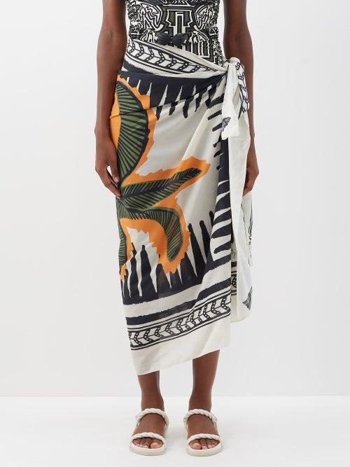 Johanna Ortiz - Coconut Printed Organic Cotton-voile Sarong - Womens - Green Multi