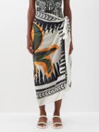 Johanna Ortiz - Coconut Printed Organic Cotton-voile Sarong - Womens - Green Multi