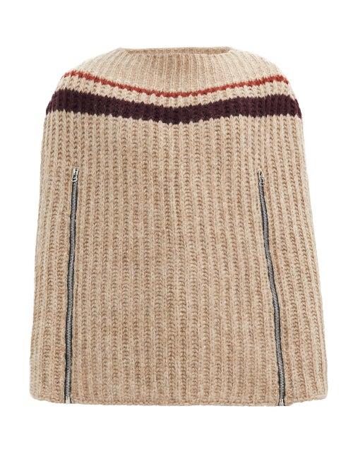 Matchesfashion.com Raf Simons - Sleeve-zip Alpaca-blend Cape - Mens - Beige