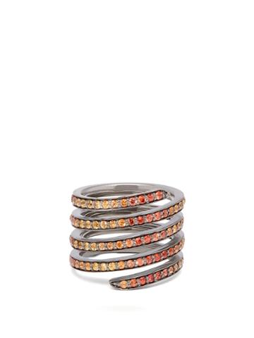 Lynn Ban Ombr Sapphire & Rhodium Coil Ring