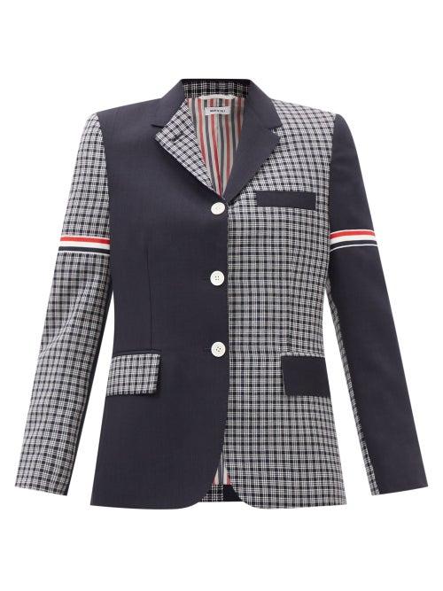 Thom Browne - Single-breasted Patchwork Wool Jacket - Womens - Navy