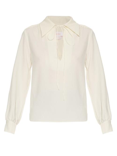 See By Chloé Tie-neck Crepe Blouse