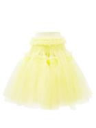 Molly Goddard - Connie Smocked Tiered Tulle Midi Skirt - Womens - Yellow