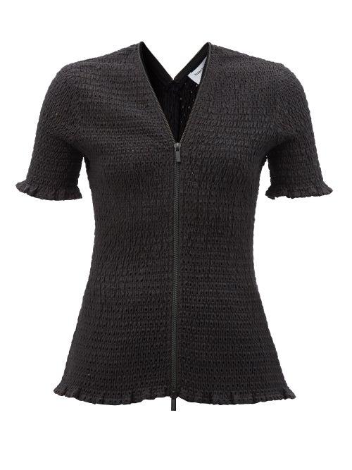 Proenza Schouler White Label - Zipped Cotton Broderie-anglaise Top - Womens - Black