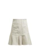 Matchesfashion.com Isabel Marant - Kelly Flared Cotton Blend Skirt - Womens - Beige