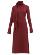 Matchesfashion.com Ellery - Emmersion Scarf Collar Midi Dress - Womens - Burgundy