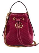 Gucci Gg Marmont Quilted-velvet Drawstring Bucket Bag