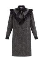 Matchesfashion.com Batsheva - Tie-neck Floral-print Cotton Dress - Womens - Black