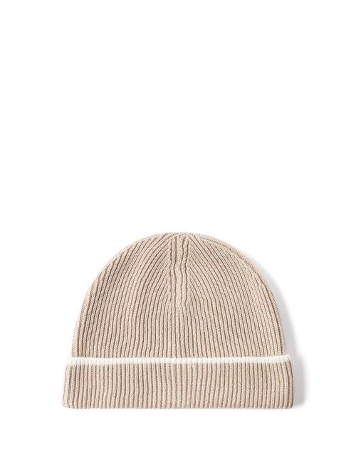 Brunello Cucinelli - Striped Cotton-knit Beanie - Mens - Beige
