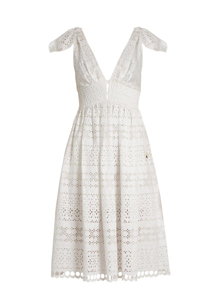 Self-portrait Tie-shoulder Broderie-anglaise Dress